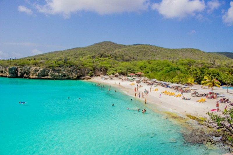 Turquoise bay and white sand at Grote Knip beach, Curaçao